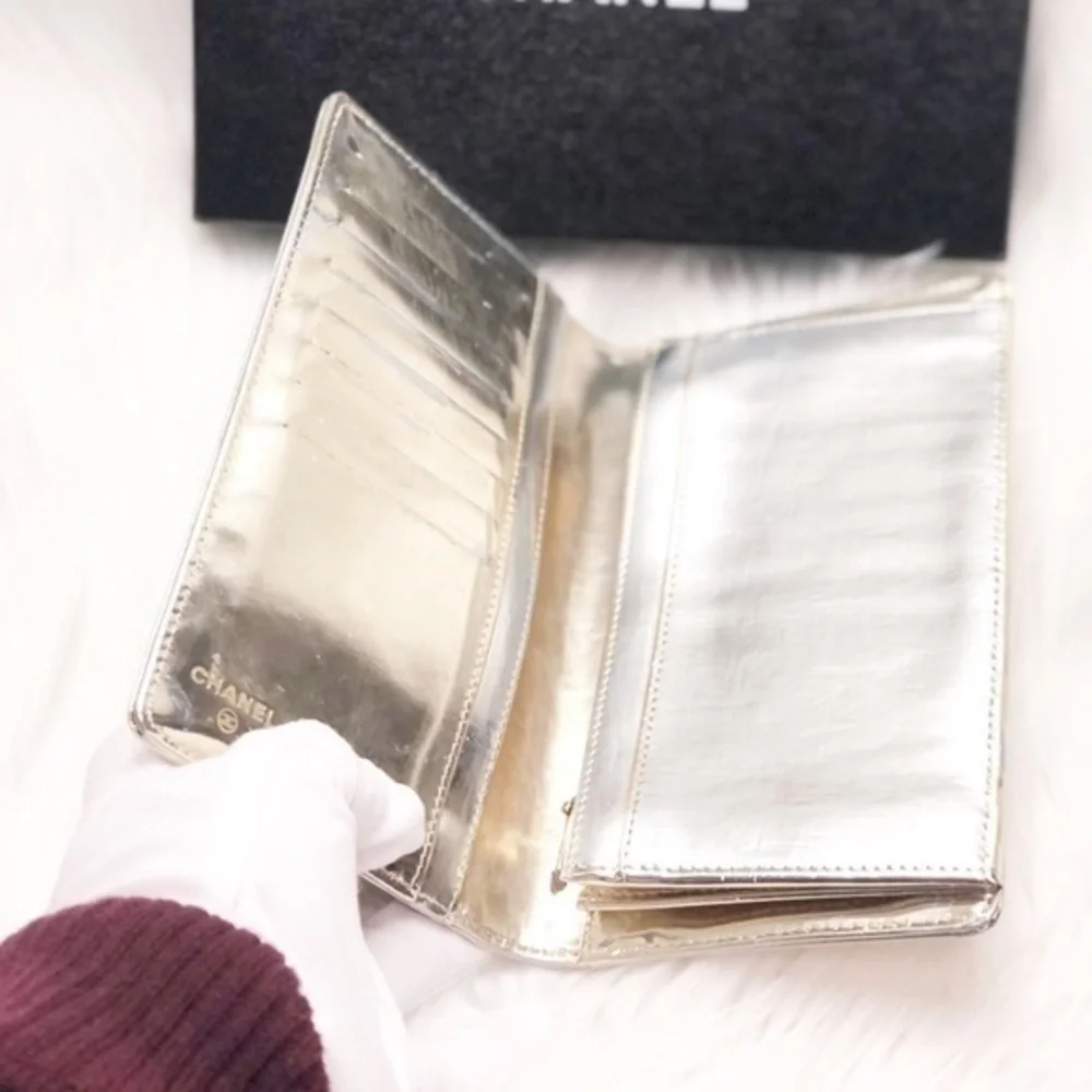 Chanel Silver Metallic Paten Leather Wall…